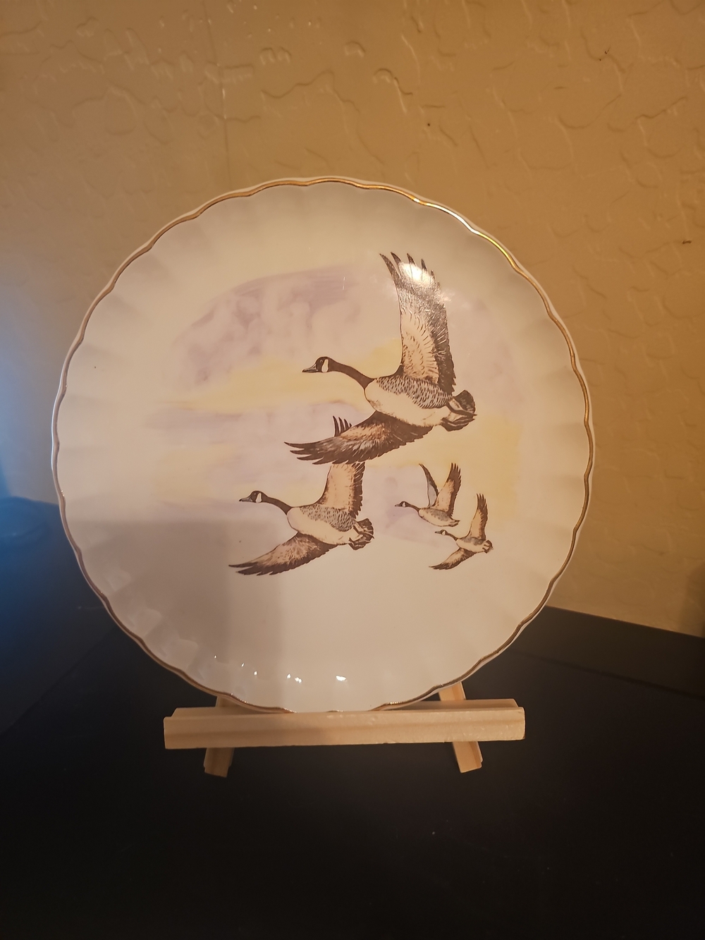 vintage collector plate featuring Canadian Geese from the "Wings Upon the Wind